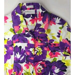 Draper's & Damon's Floral Jacket Blazer Cotton Stretch Pockets Womens Small